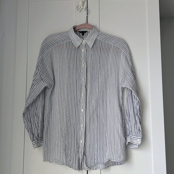 Massimo Dutti Blue and White Striped Blouse - Picture 1 of 5